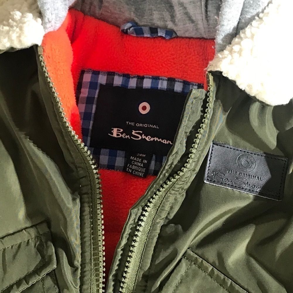 Ben Sherman Boys Khaki Fleece Lined Bomber Jacket - Picture 5 of 8
